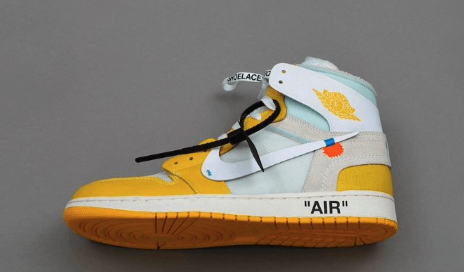 Air Jordan 1 x Off White NRG White Dark Powder Yellow Cone AQ0818 149