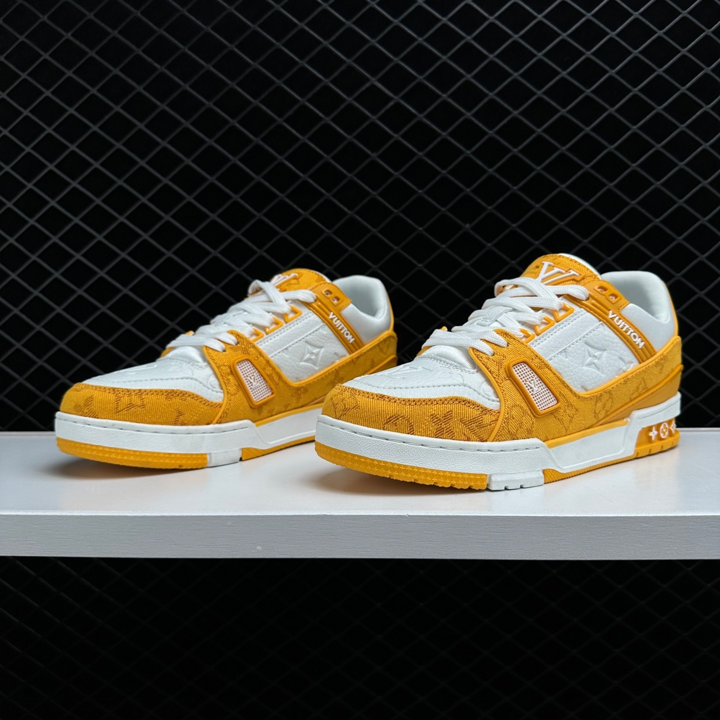 Louis Vuitton Trainer Yellow Monogram Denim White 1A9JHB – Exquisite Luxury Footwear Louis Vuitton Trainer Yellow Monogram Denim White 1A9JHB – Exquisite Luxury Footwear