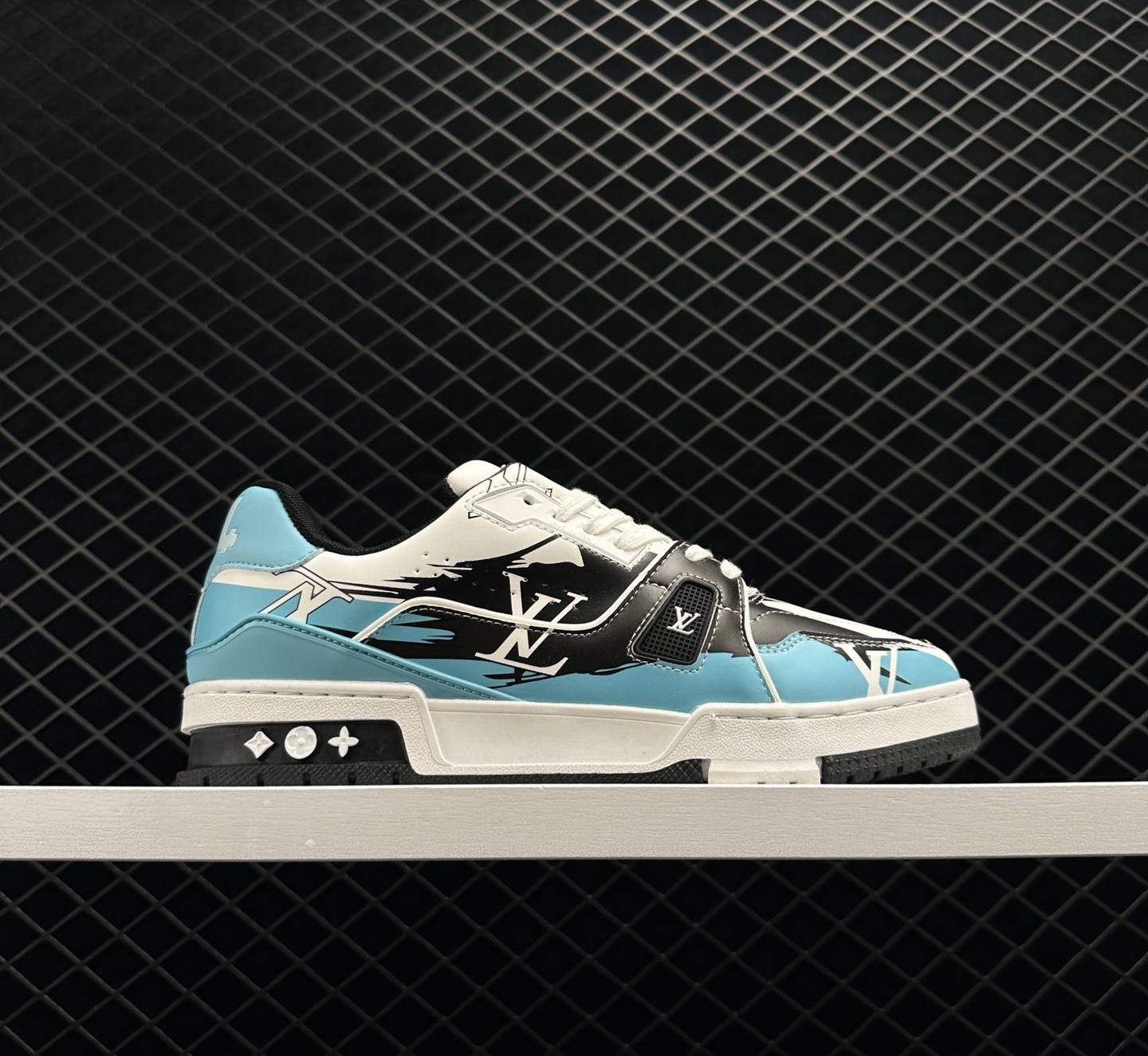 Louis Vuitton LV Trainer #54 Graphic Print White Black Blue 1AA376 Louis Vuitton LV Trainer #54 Graphic Print White Black Blue 1AA376