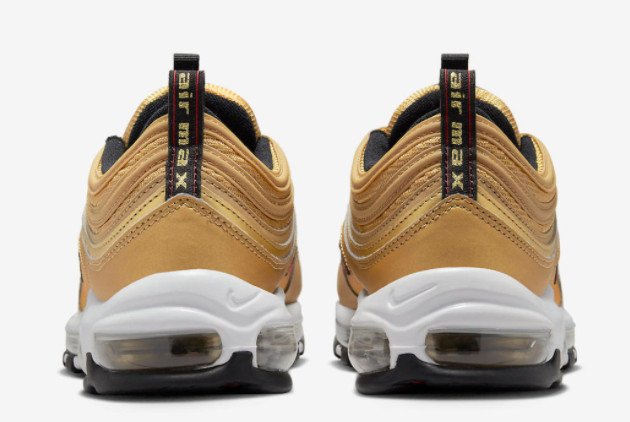 Nike Air Max 97 'Gold Bullet' Metallic Gold/Varsity Red-White-Black DM0028-700 - Stylish and Iconic Sneakers for Men and Women Nike Air Max 97 'Gold Bullet' Metallic Gold/Varsity Red-White-Black DM0028-700 - Stylish and Iconic Sneakers for Men and Women