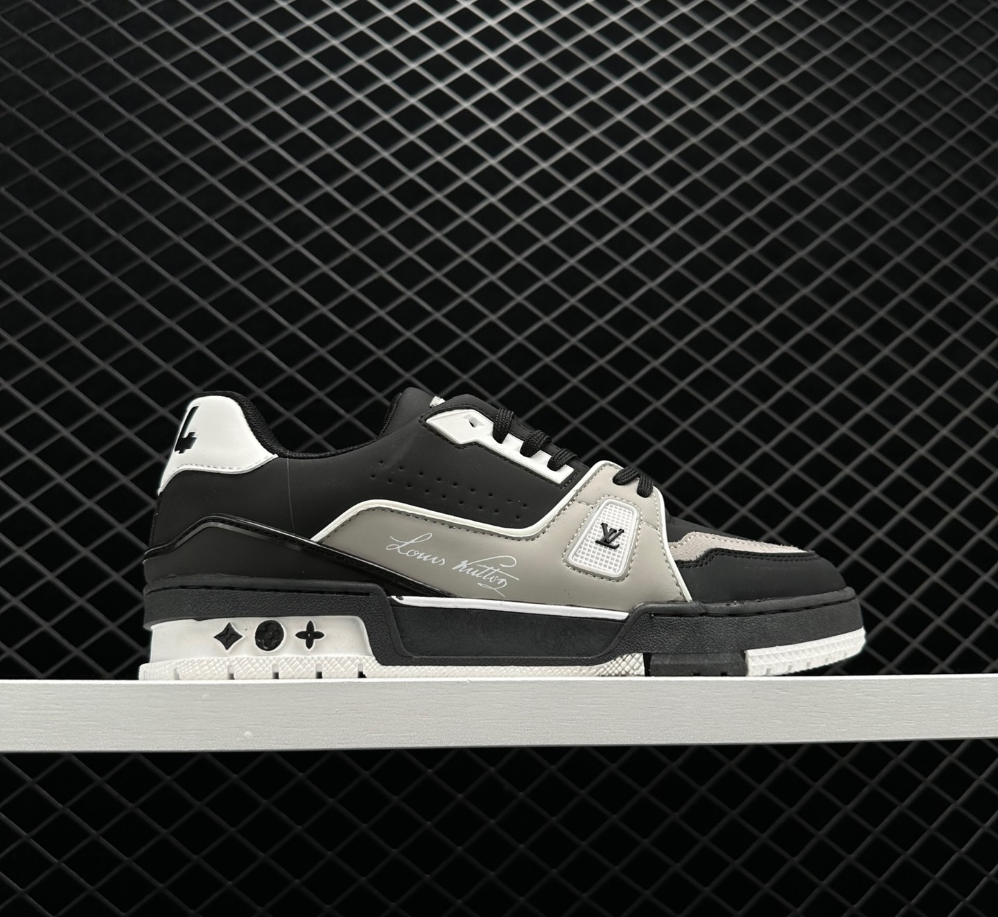 Louis Vuitton LV Trainer Black Grey White 1AAHS3 - Sleek and Stylish Footwear Louis Vuitton LV Trainer Black Grey White 1AAHS3 - Sleek and Stylish Footwear
