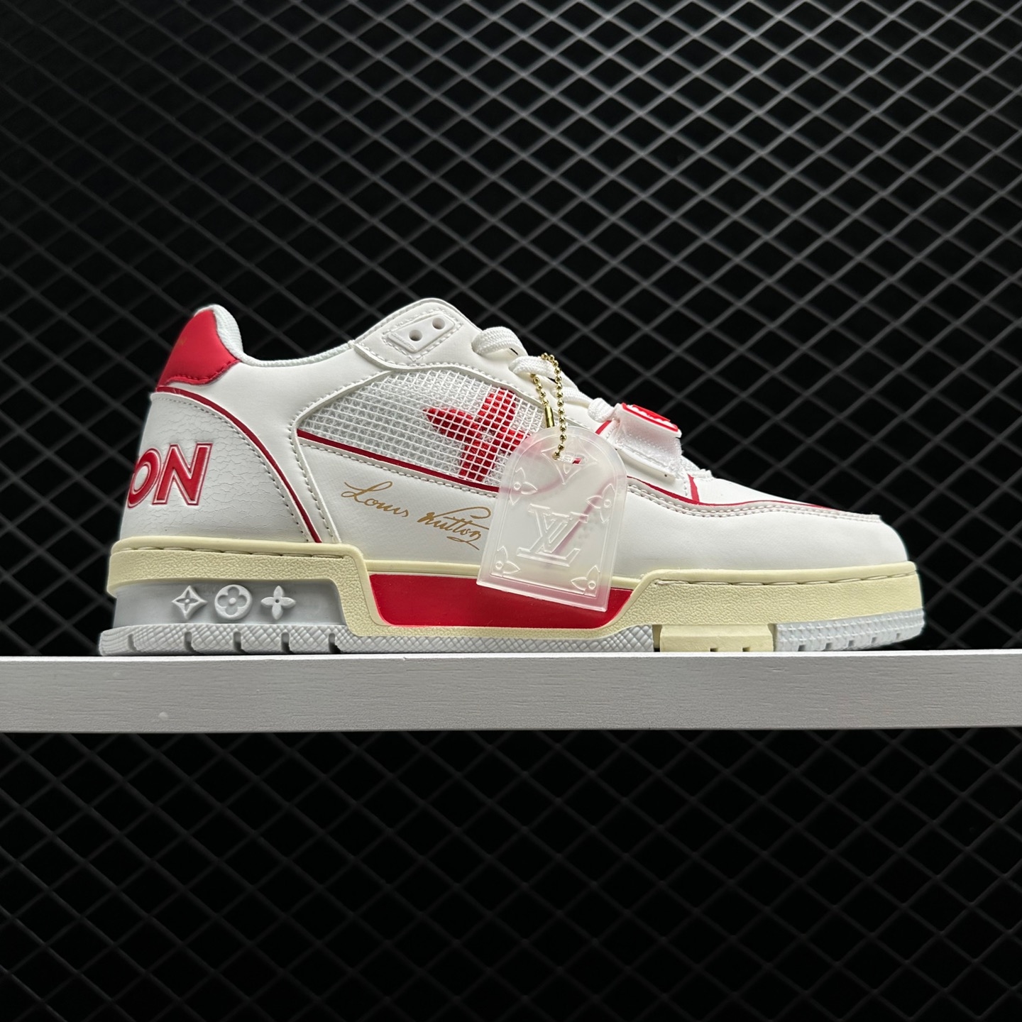 Shop Stylish Louis Vuitton White Red Velcro Trainer Sneaker - Limited Edition Shop Stylish Louis Vuitton White Red Velcro Trainer Sneaker - Limited Edition