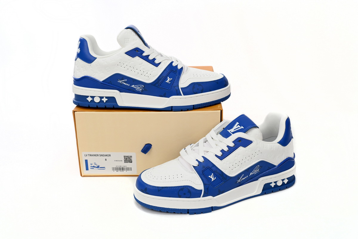 Louis Vuitton Trainer #54 – Signature Blue White Stylish Sneakers Louis Vuitton Trainer #54 – Signature Blue White Stylish Sneakers