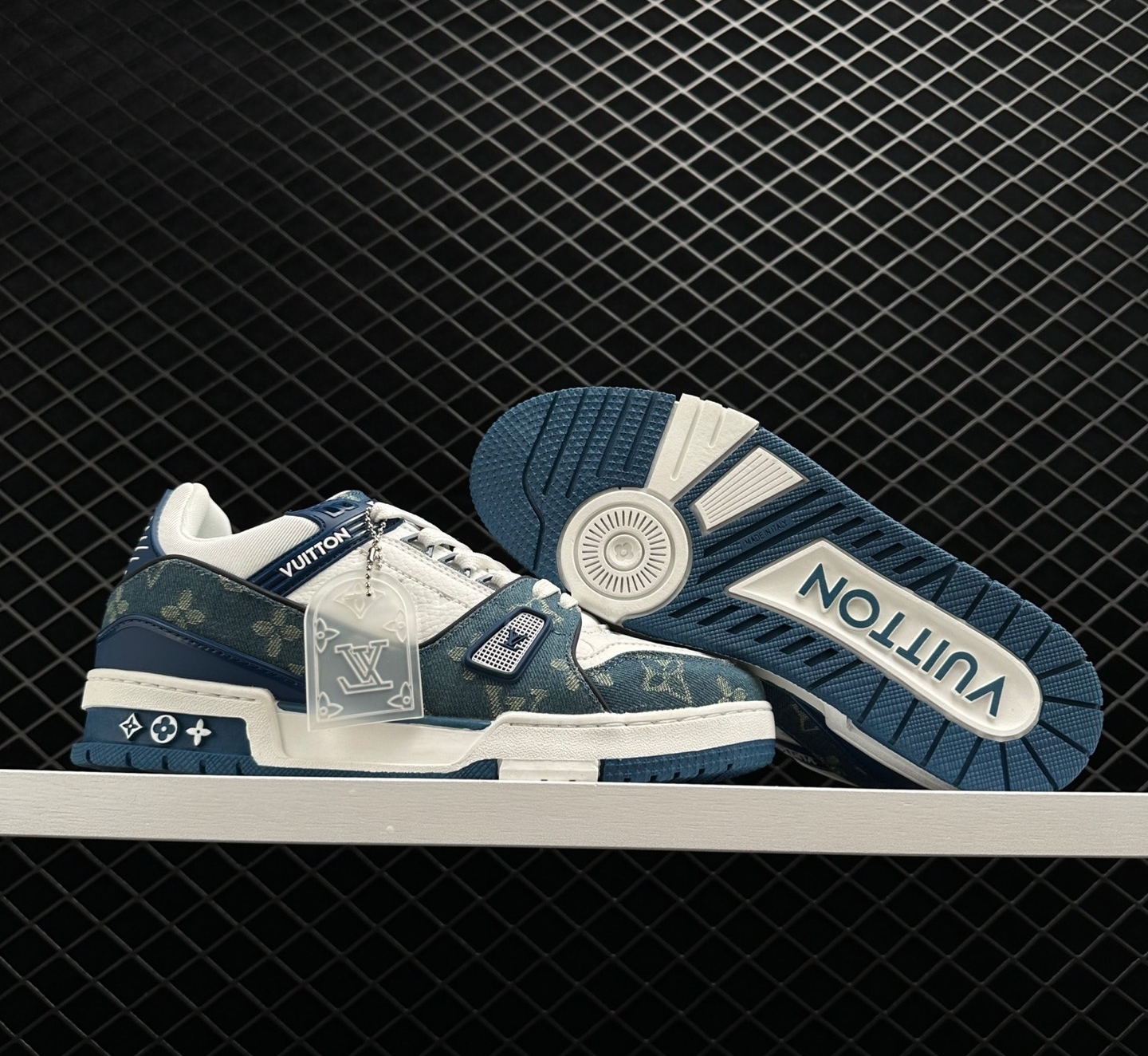 Louis Vuitton LV Trainer Monogram Denim White Blue 1A9JGZ - Iconic Luxury Sneaker Louis Vuitton LV Trainer Monogram Denim White Blue 1A9JGZ - Iconic Luxury Sneaker