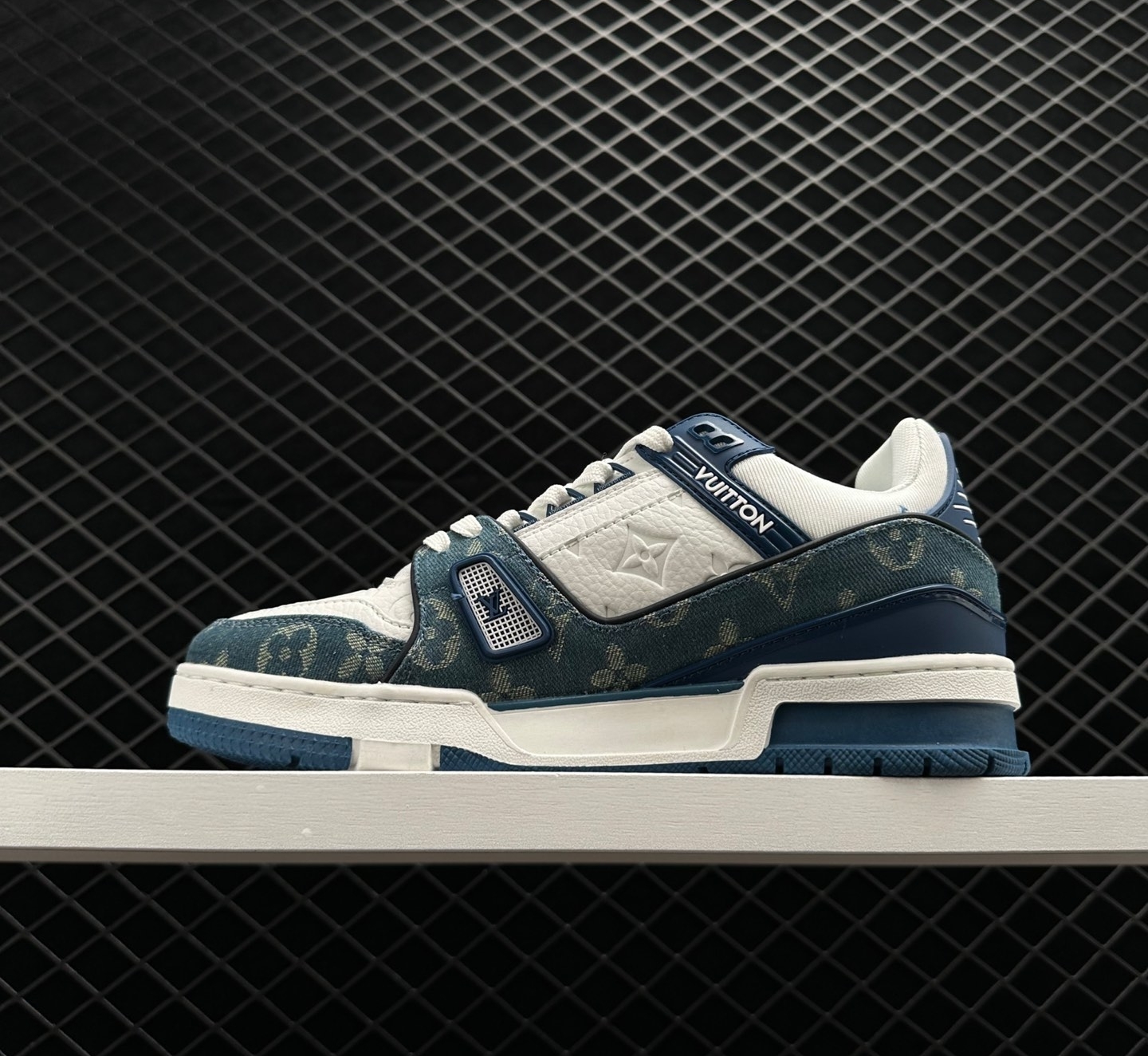 Louis Vuitton LV Trainer Monogram Denim White Blue 1A9JGZ - Iconic Luxury Sneaker Louis Vuitton LV Trainer Monogram Denim White Blue 1A9JGZ - Iconic Luxury Sneaker