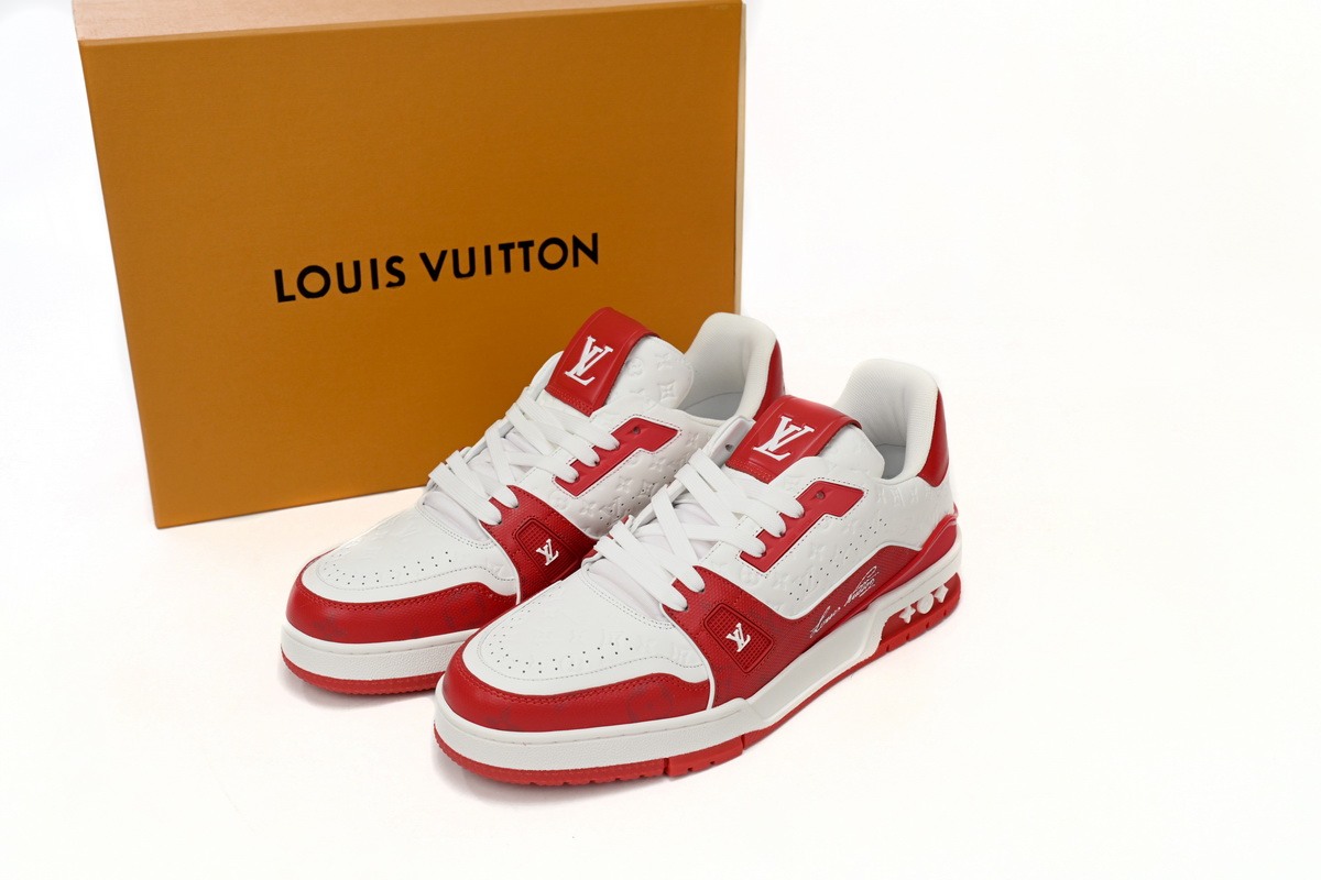 Louis Vuitton Trainer #54 Signature Red White 1AANFH - Stylish and Iconic Footwear Louis Vuitton Trainer #54 Signature Red White 1AANFH - Stylish and Iconic Footwear