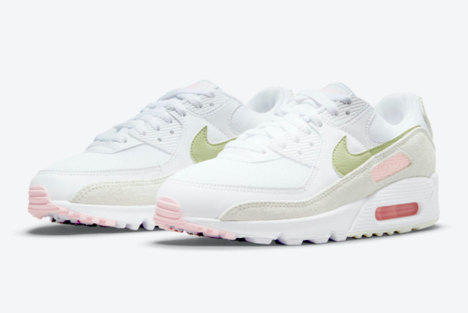 Nike Wmns Air Max 90 White/Light Olive-Light Pink DM2874-100: Stylish Sneakers for Women Nike Wmns Air Max 90 White/Light Olive-Light Pink DM2874-100: Stylish Sneakers for Women