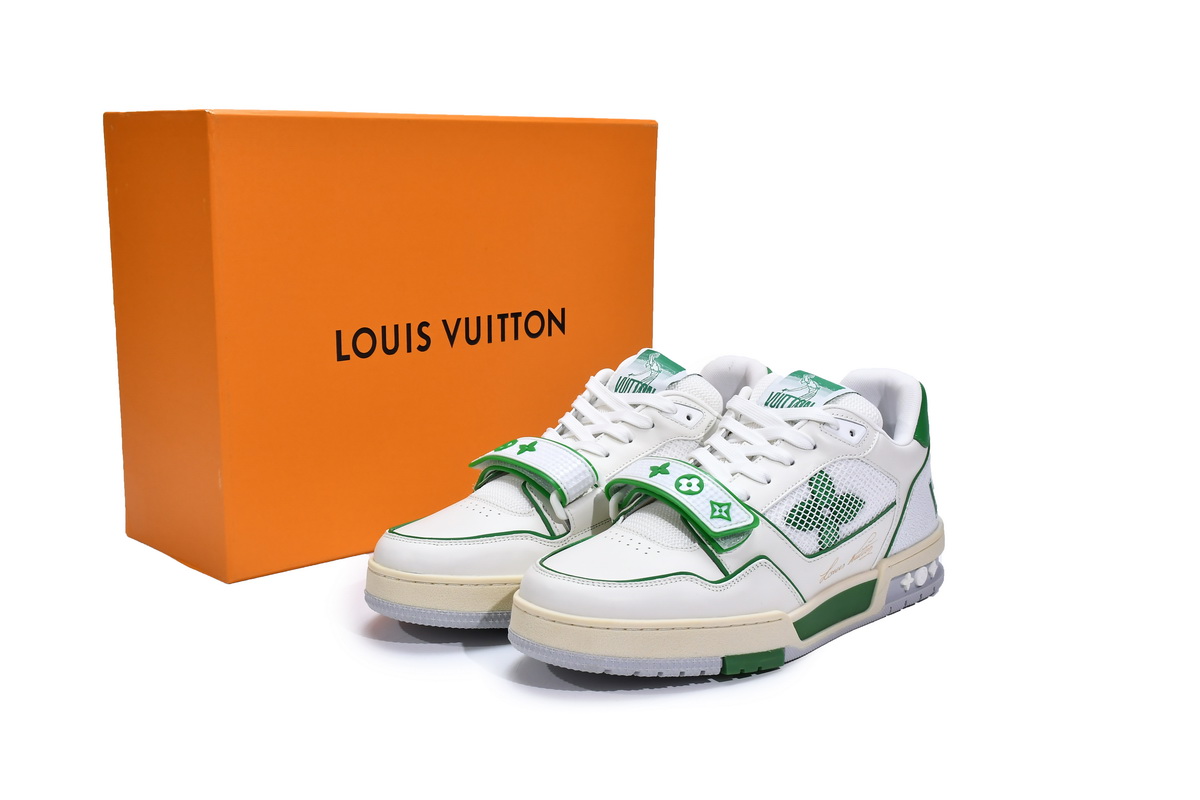 Louis Vuitton Trainer White Green 1A98UX - Premium Designer Footwear Louis Vuitton Trainer White Green 1A98UX - Premium Designer Footwear