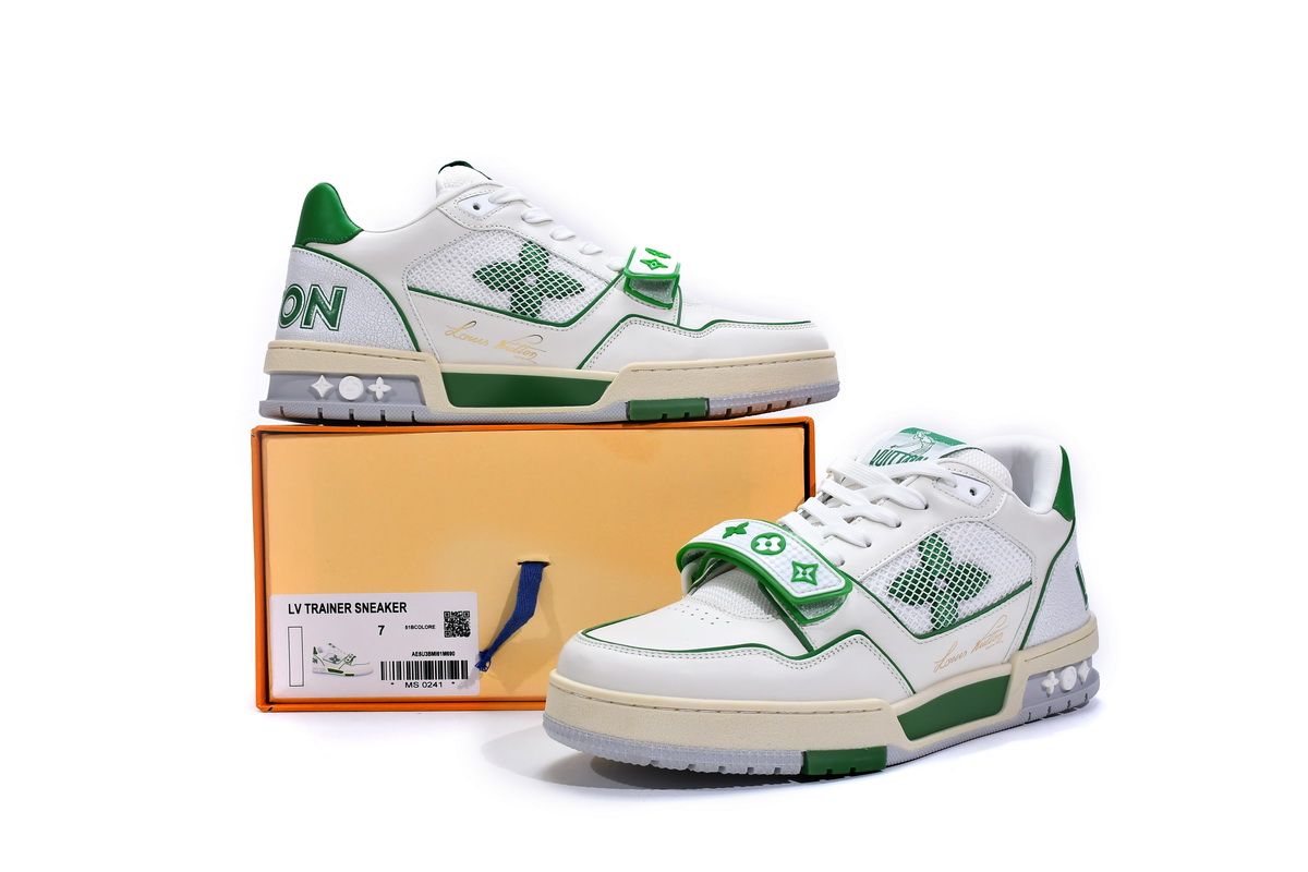 Louis Vuitton Trainer White Green 1A98UX - Premium Designer Footwear Louis Vuitton Trainer White Green 1A98UX - Premium Designer Footwear