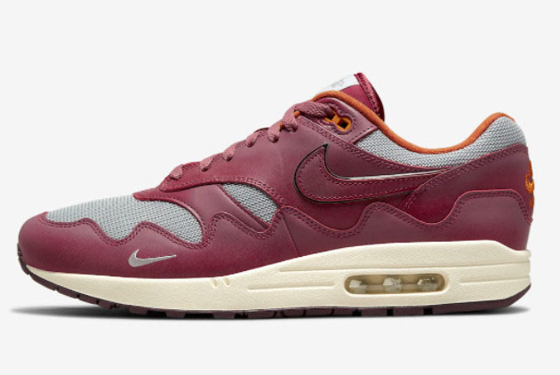 Patta x Nike Air Max 1 'Rush Maroon' Metallic Silver/Rush Maroon DO9549-001 - Stylish Sneakers for Sale Patta x Nike Air Max 1 'Rush Maroon' Metallic Silver/Rush Maroon DO9549-001 - Stylish Sneakers for Sale